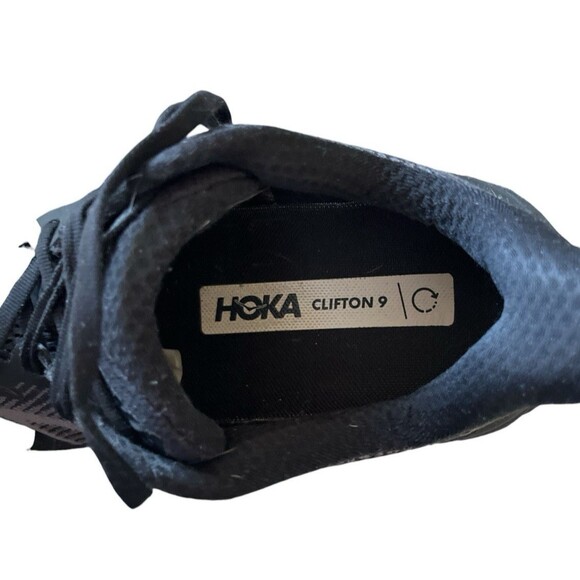 Hoka One Mens Clifton 9 Running Shoes 1132210 BBLC Triple Black Size 10 2E READ - Picture 6 of 13